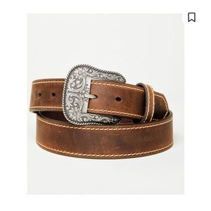 Woman’s size Medium Brown Leather Ariat Belt with Silver Buckle.